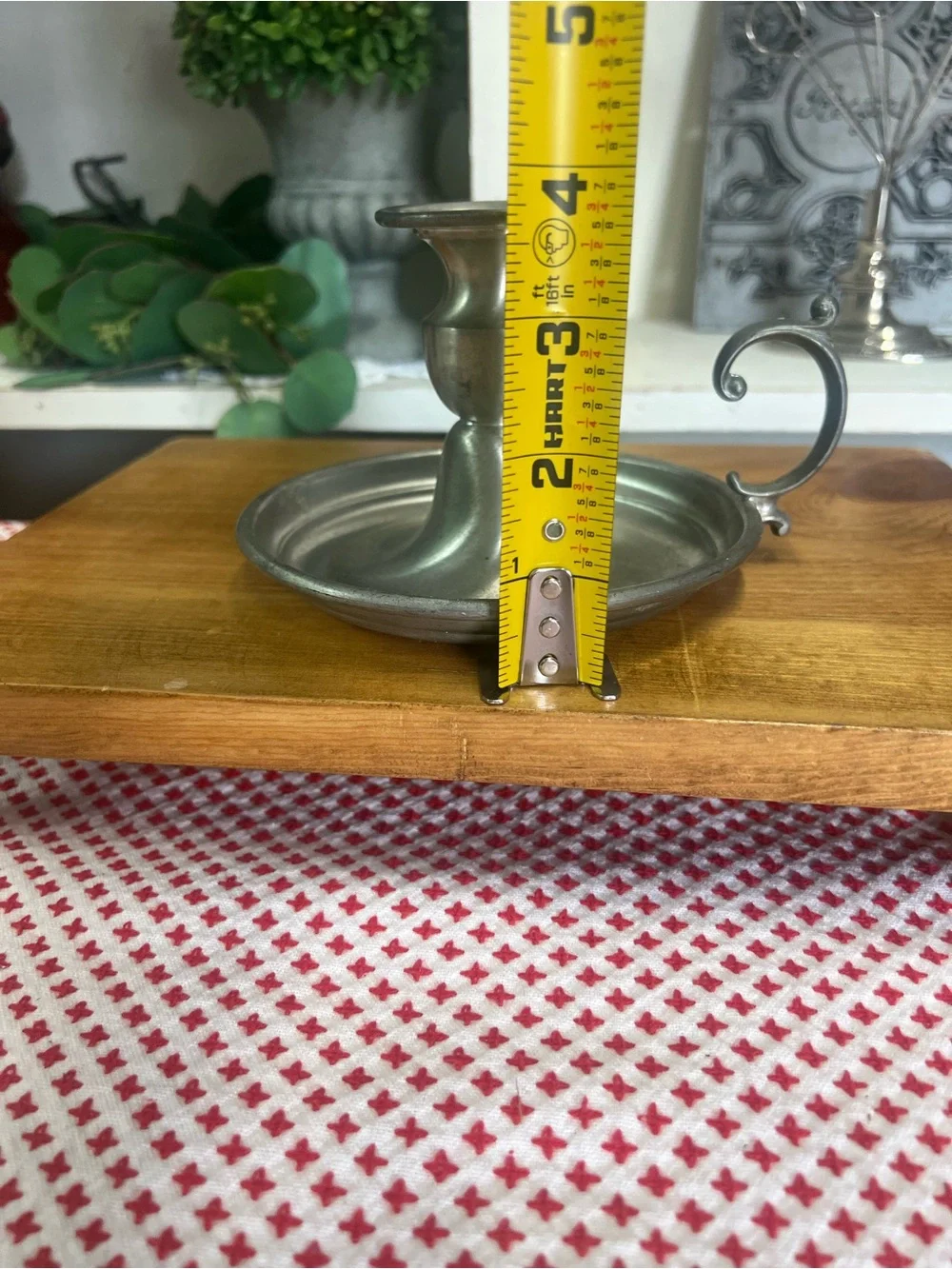 Vintage early American pewter by web chamberstick candle holder grandma core